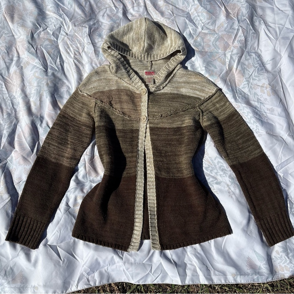 Mossimo Supply Co. Women's Hooded Cardigan in Brown and Cream